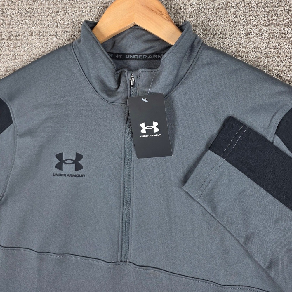 Under Armour Mens Challenger Midlayer 1/4 Zip Pullover‎ Gray Black Size Large